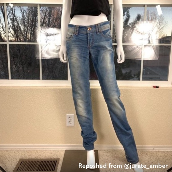 NWT LONG Galliano Donna crystal cherry slim jeans 30 - Picture 14 of 16